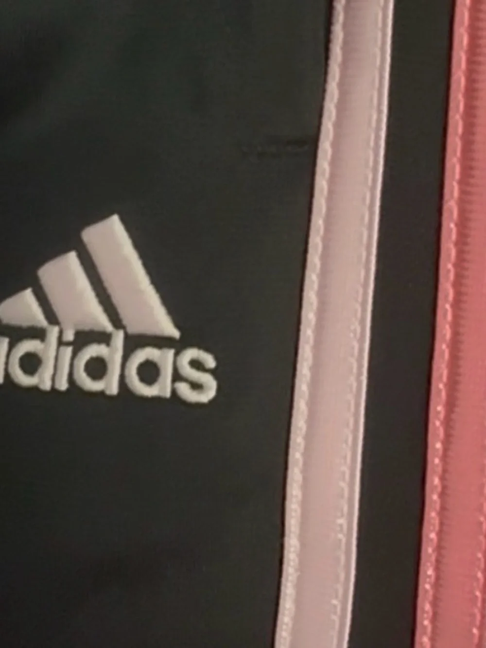 Adidas Black Track Set includes jacket and Pants with Pink Three-Stripes